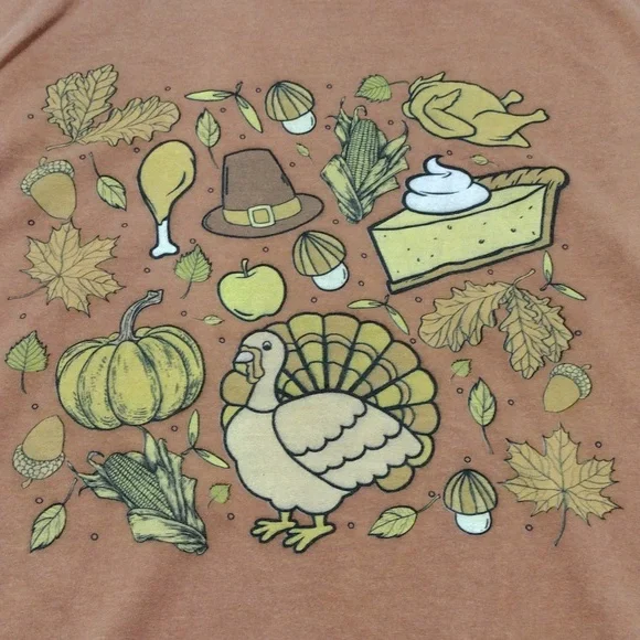 NWOT Comfort Colors Orange Thanksgiving Graphic T-Shirt M CottonTurkey fall - Picture 3 of 7